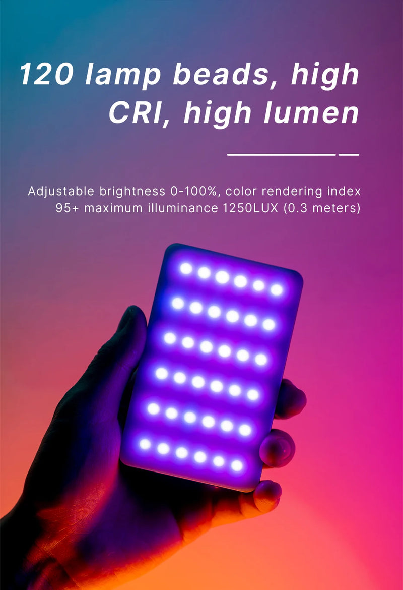 Luz de Vídeo RGB Ulanzi VL120 com Difusor – Painel LED 2500-9000K Bateria de 3100mAh - Ideal para Câmera  Smartphone Fotografia