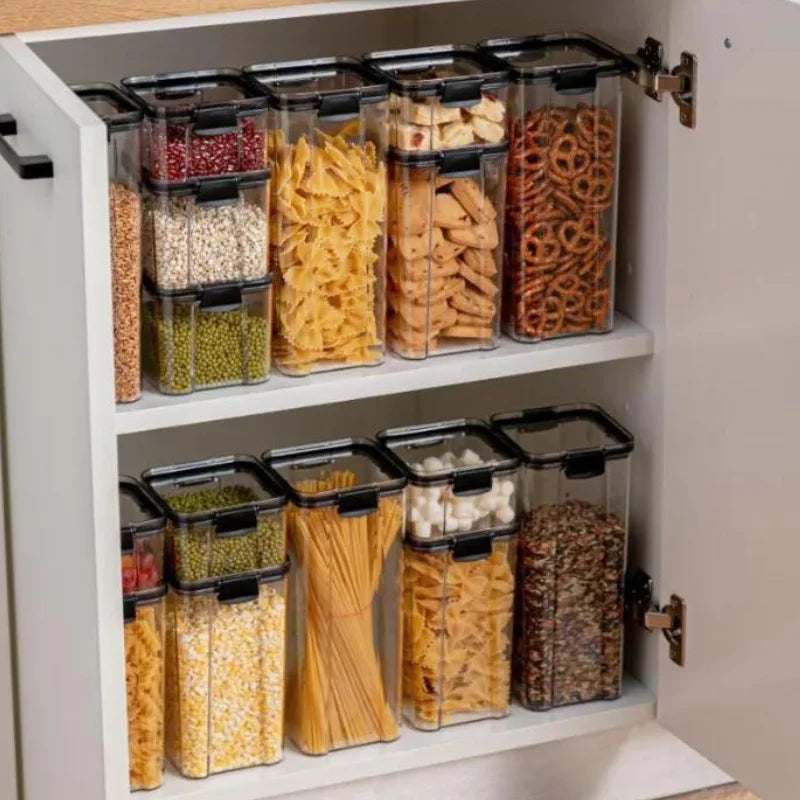 Kit Potes Empilháveis Herméticos de Acrílico – Recipiente com Trava para Armazenar Alimentos Temperos Grãos