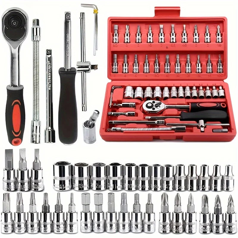 Catraca Conjunto com 46 Ponteiras Soquetes Completo