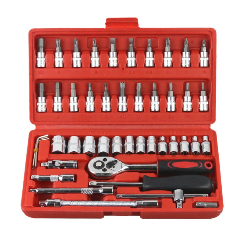 Catraca Conjunto com 46 Ponteiras Soquetes Completo