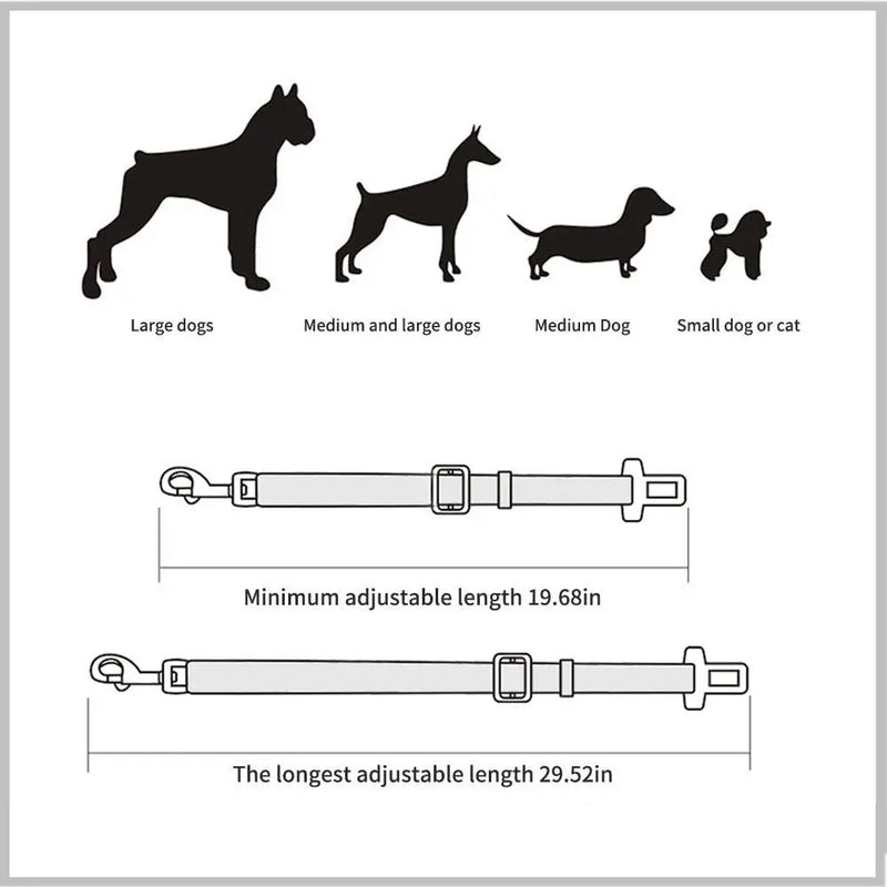 Cinto de Segurança Premium Pet para Gato Cachorro - Cinto de Carro para Animais, Coleira de Tração com Clipe de Segurança