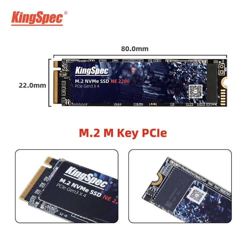 Memória SSD KingSpec 2TB 1TB 512GB - M2 NVME 2280 PCIe3 - com Dissipador de Calor - para PC e Notebook