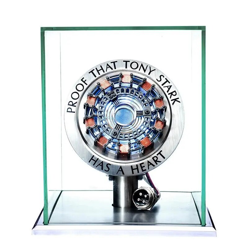 Modelo Coração Tony Stark Vingadores Reator ARC - com LED e Capa Acrílico para Exposição - Escala Real 1:1