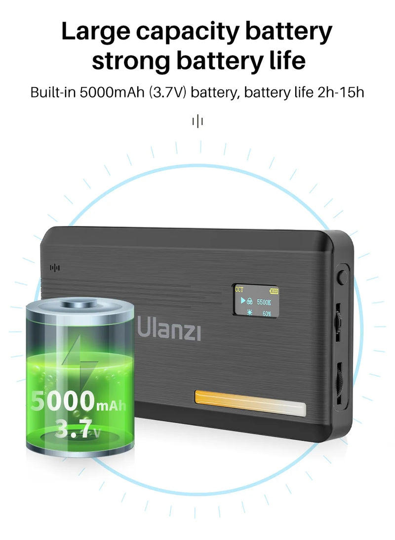 Luz de Vídeo LED Ulanzi VL200 com Difusor Soft – Luz Profissional de Preenchimento para Câmeras - Ideal para Lives YouTube