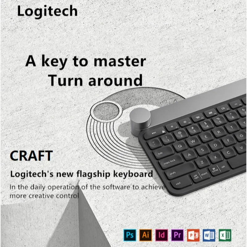 Teclado Bluetooth Logitech Craft Profissional - Botão de Controle Inteligente - Conexão entre Vários Dispositivos Simultanêamente