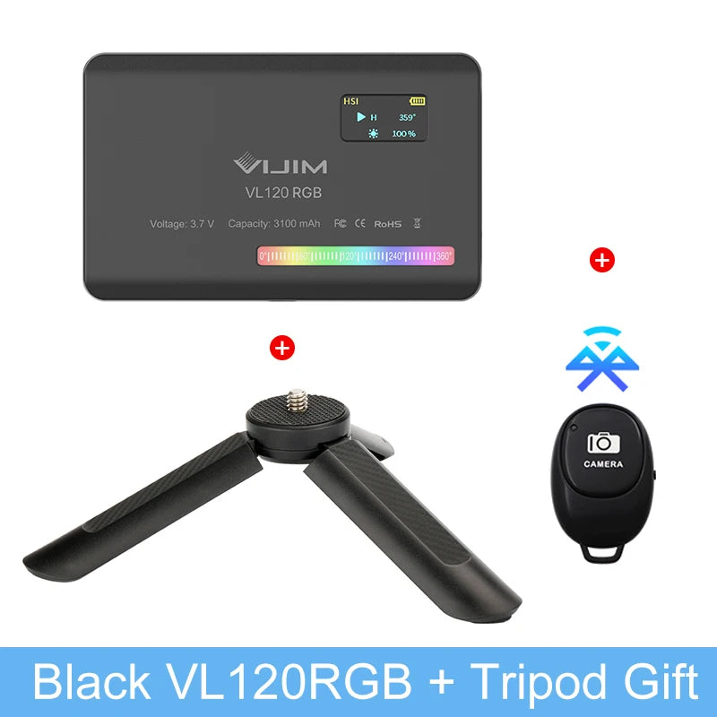Luz de Vídeo RGB Ulanzi VL120 com Difusor – Painel LED 2500-9000K Bateria de 3100mAh - Ideal para Câmera  Smartphone Fotografia