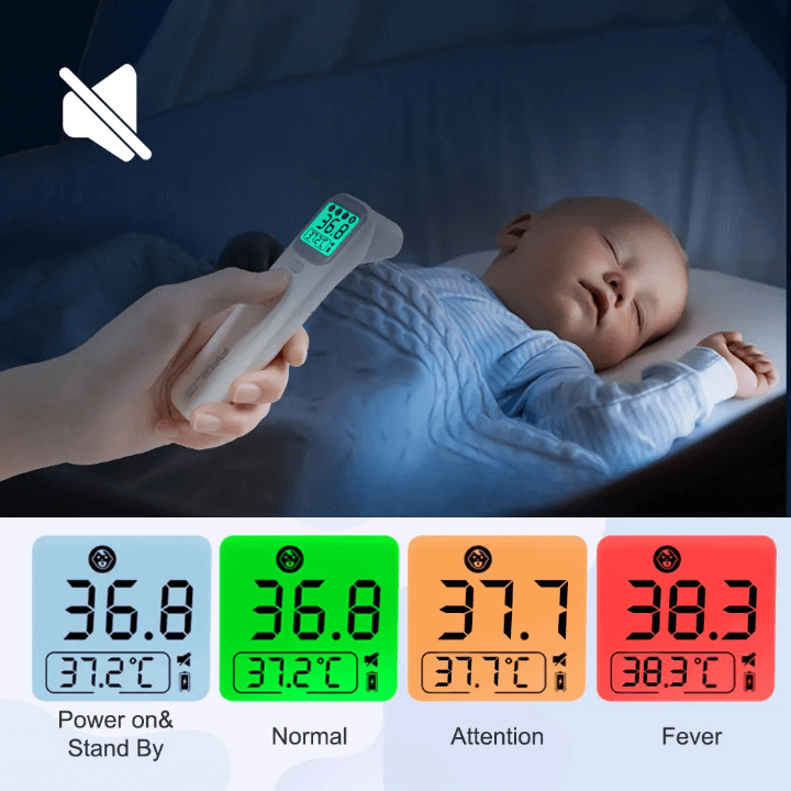 Termômetro de Distância Digital Infravermelho - para Bebê, Adultos - Tela com Indicador de Febre