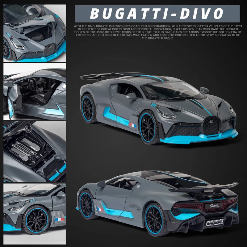 Carrinho em Liga Bugatti Veyron Divo - Escala 1:32 Carrinho de Metal Colecionável, Presente para Crianças
