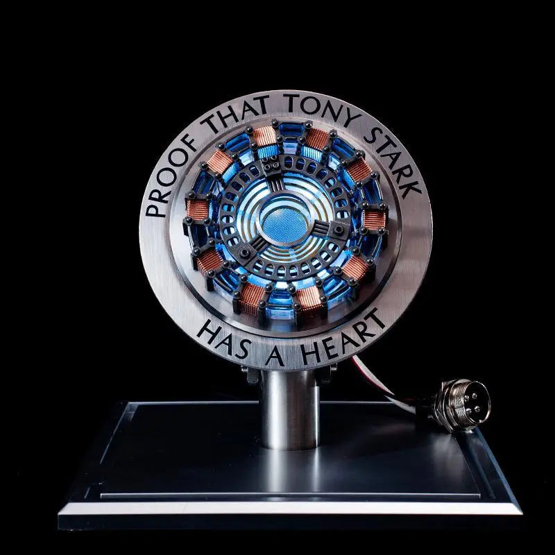 Modelo Coração Tony Stark Vingadores Reator ARC - com LED e Capa Acrílico para Exposição - Escala Real 1:1