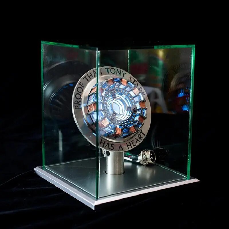 Modelo Coração Tony Stark Vingadores Reator ARC - com LED e Capa Acrílico para Exposição - Escala Real 1:1