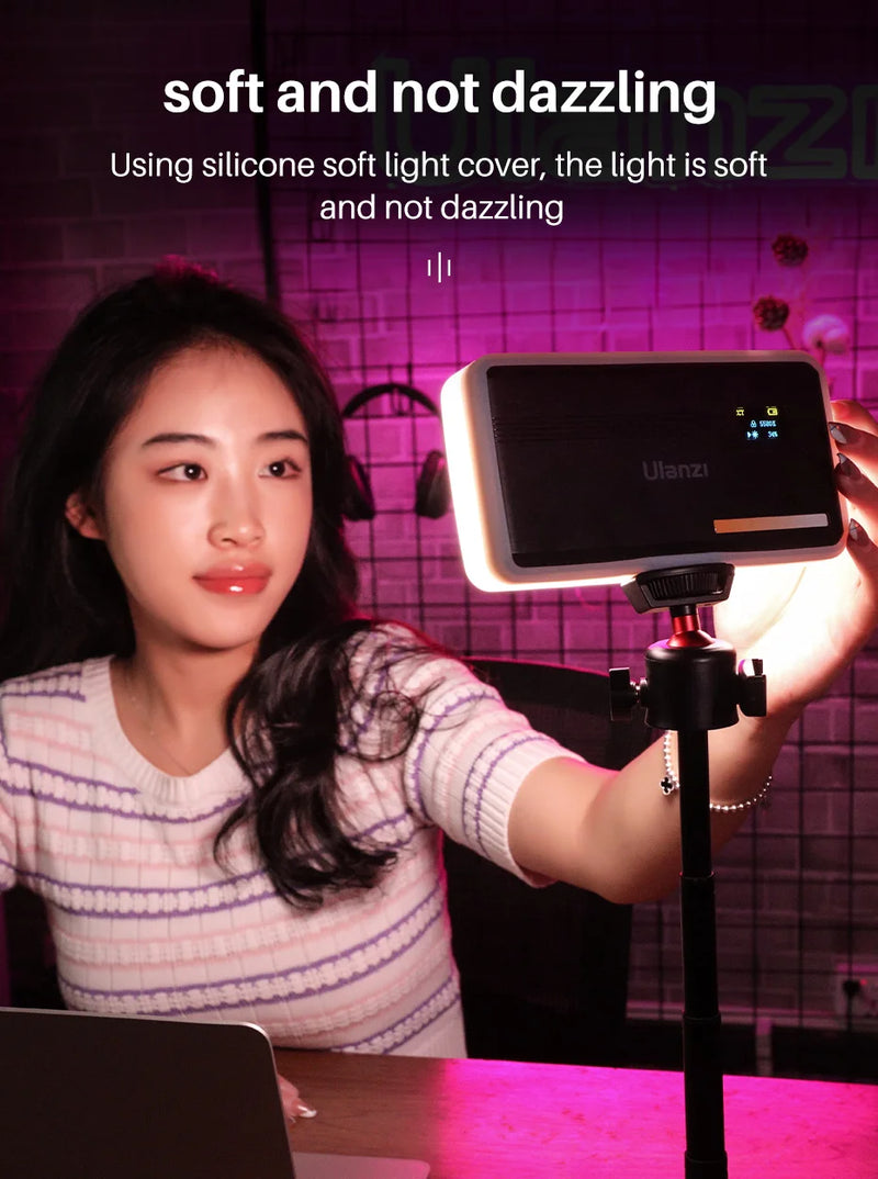 Luz de Vídeo LED Ulanzi VL200 com Difusor Soft – Luz Profissional de Preenchimento para Câmeras - Ideal para Lives YouTube