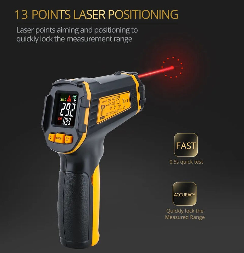 Termômetro Digital a Laser Infravermelho Profissional - Medidor Temperatura 490+ graus, Termômetro de Imagem Higrômetro IR