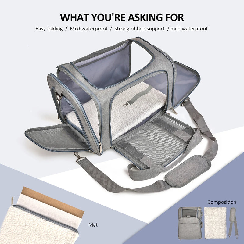 Bolsa de Transporte para Cães Gatos Pets - Aprovada para Viagens de Avião Confortável e Prática