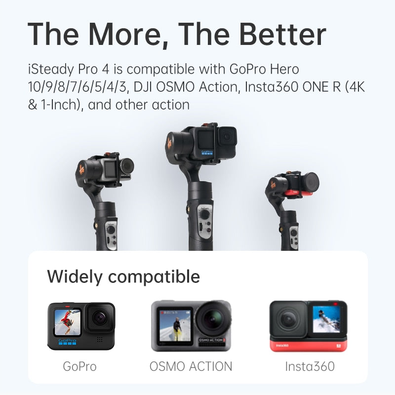 Gimbal iSteady Pro 4 para Câmeras de Ação - 3 Eixos Suporta GoPro Osmo Action e outras