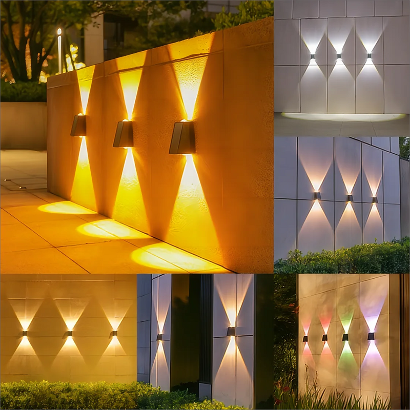 Luminária de Parede Externa Solar DUPLO FEIXE - para Quintal Jardim Iluminação Decorativa à Prova d'Água