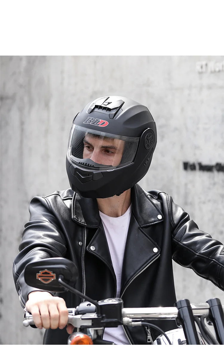 Capacete Moto Completo Visor Lentes Duplas Modular - Capacete BLD PRO para Motoqueiros Motocross TrackDay