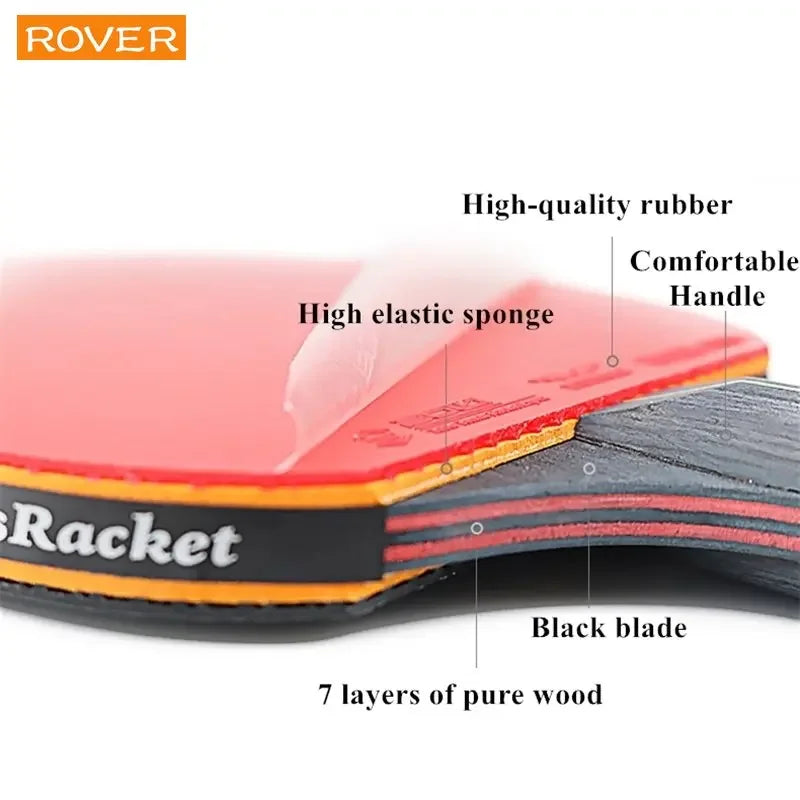 Conjunto Raquetes de Tênis de Mesa Profissional RAOVTE 5/6 Estrelas - Raquetes de Ping Pong com Borracha Pimples-in Lâmina Premium