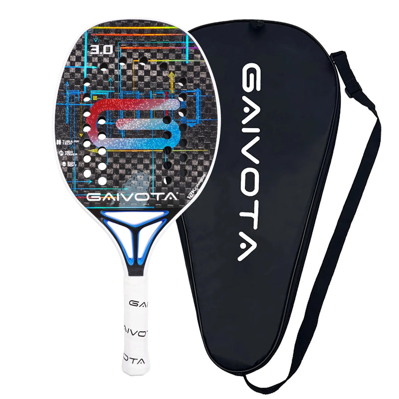 Raquete Beach Tennis Gaivota Versão 3.0 em Fibra de Carbono 12K - com Estojo Protetor
