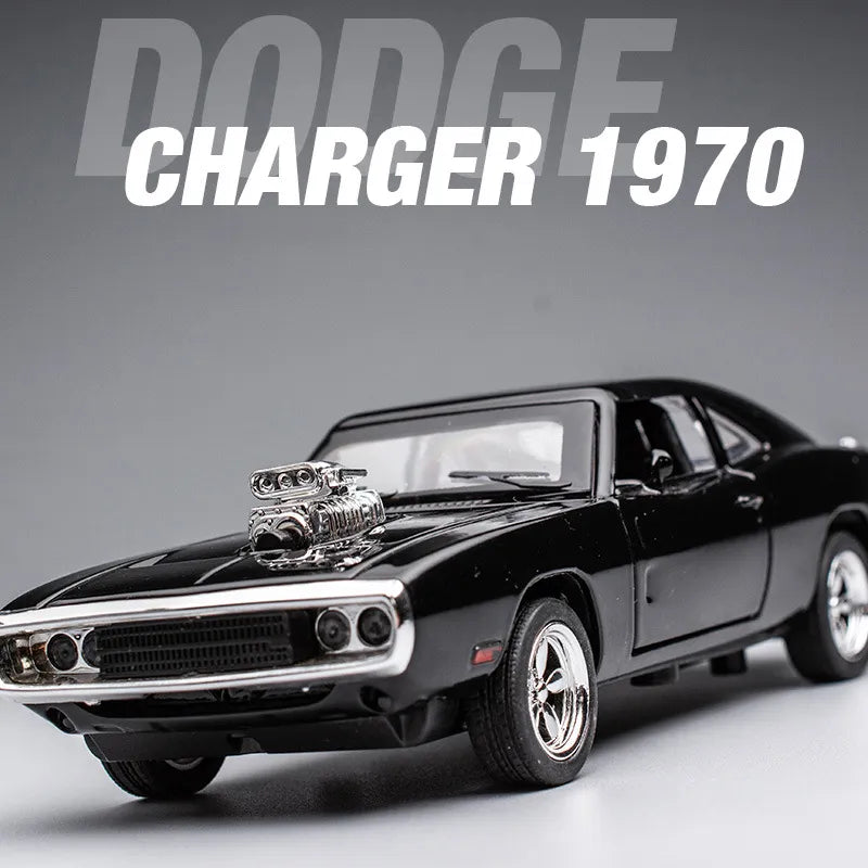 Carro miniatura 1:32 Dodge Challenger com Super Charger - Modelo em Liga de Metal - Velozes e Furiosos