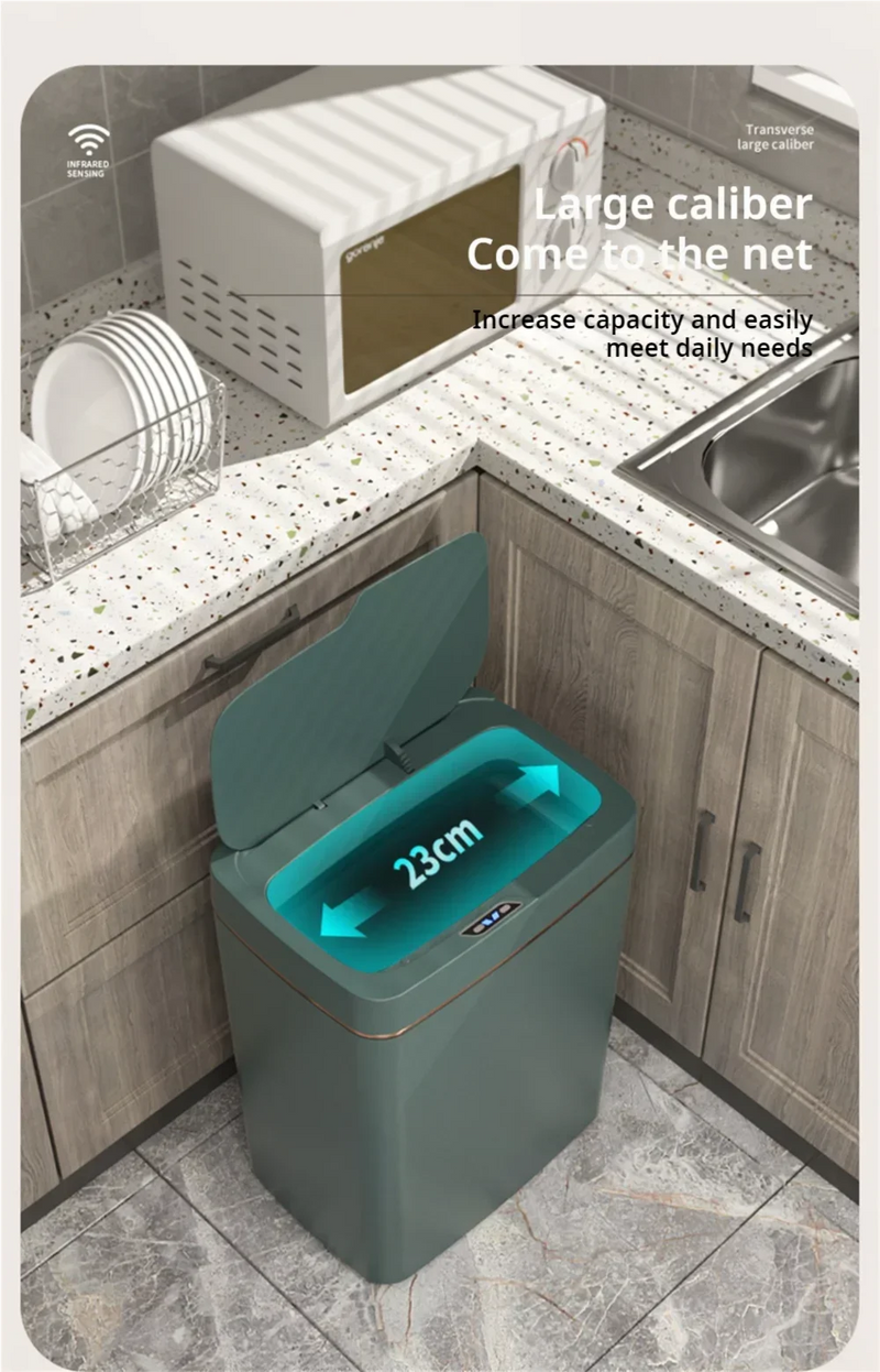 Lixeira Automática 15 Litros com Sensor Inteligente – para Banheiro Escritório Quarto Cozinha