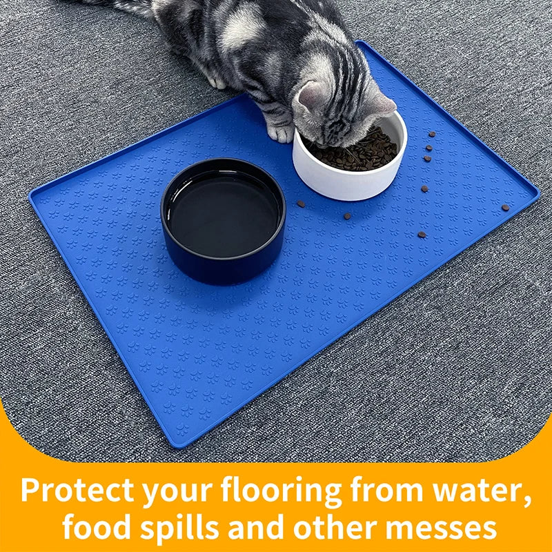 Tapete de Alimentação para Pet em Silicone - Base Antiderrapante para Tigela de Ração de Cachorro Gato