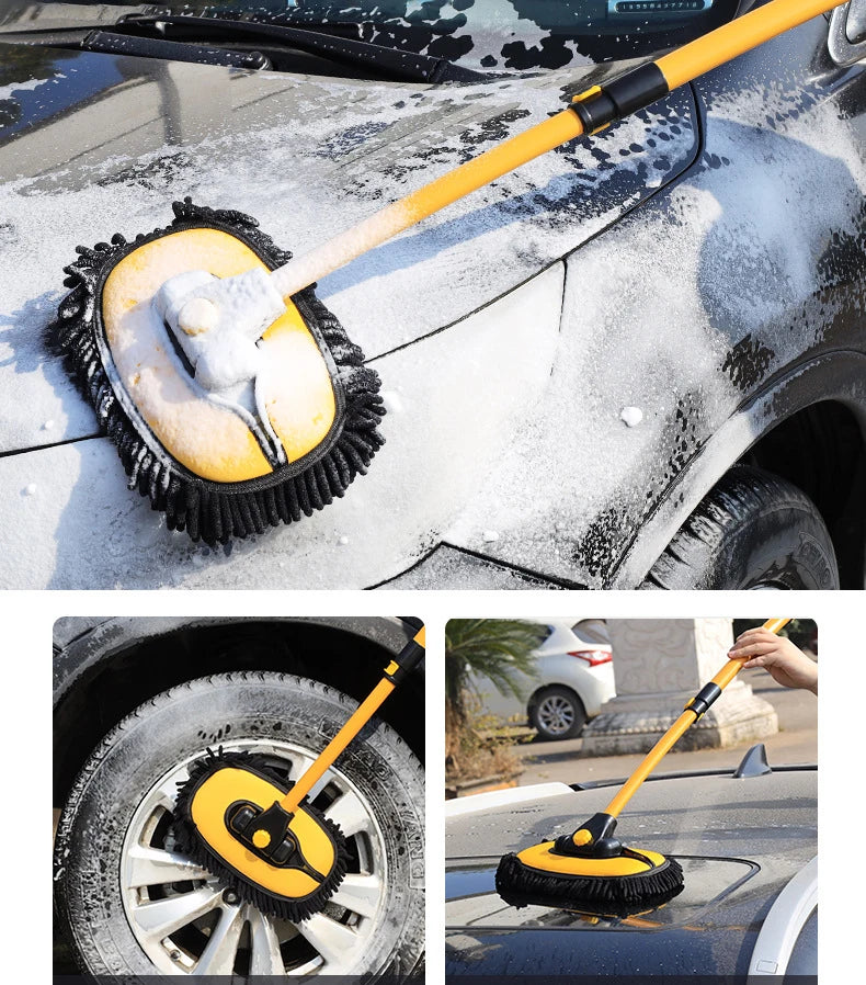 Mop de Limpeza com Cabo Expansível - Feltro Anti Riscos para Lavagem de Carro Veículos Janelas Vidros