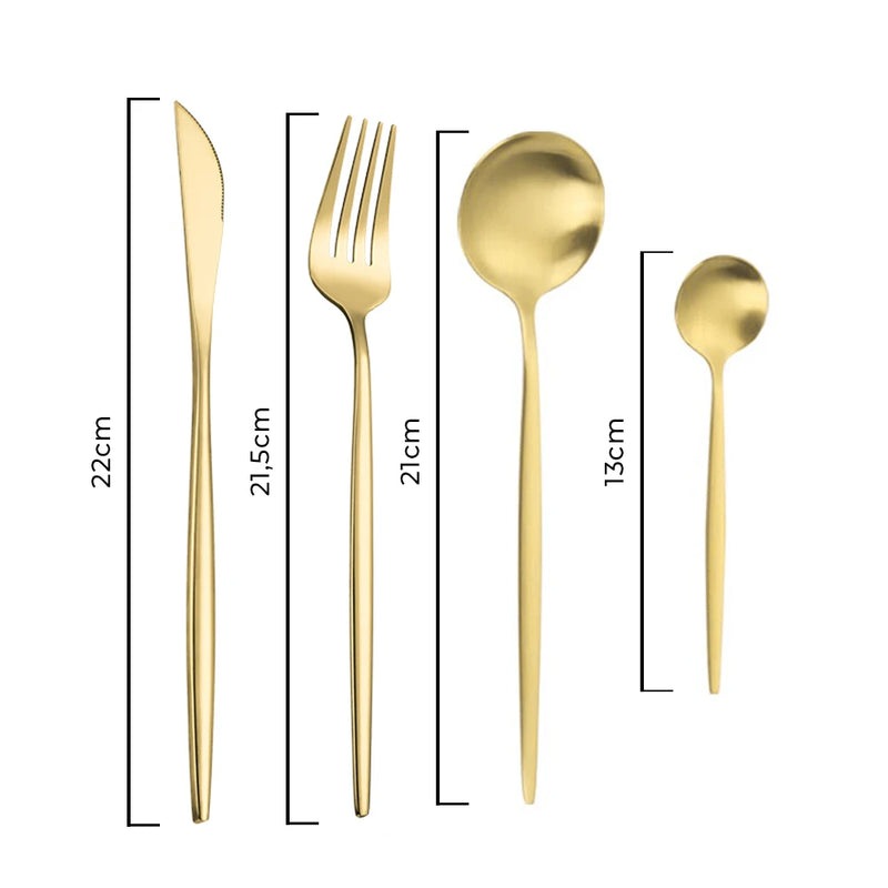 Jogo de Talheres Luxury em Aço Inoxidável - 24 Peças Kit Talhares de Cozinha