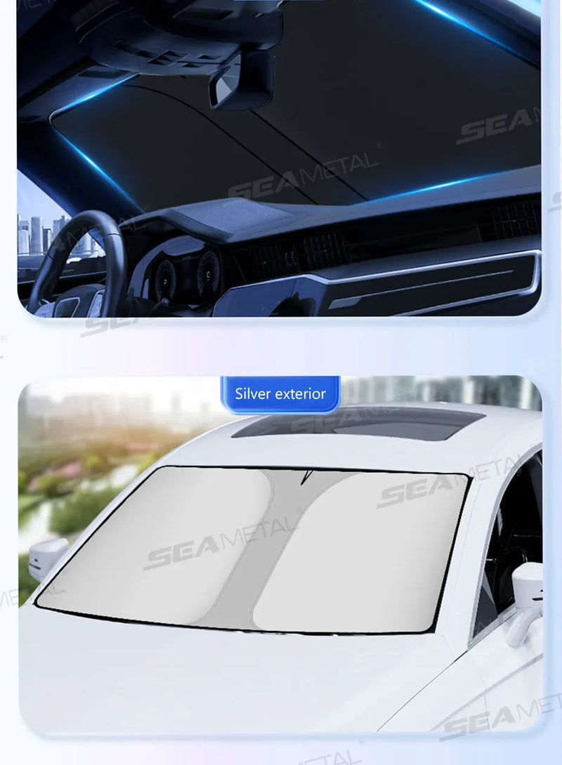 Protetor Solar Para-Brisa Refletivo SEAMETAL Dobrável - Bloqueio de Raios UV Janela Frontal para Veículos Carros