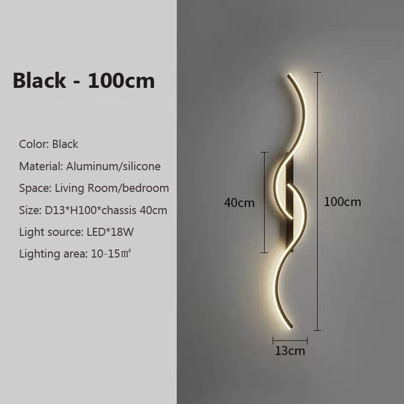 Luminária de Parede Wave LED - Moderna, Minimalista, para Quarto, Sala de Estar, Iluminação Interna