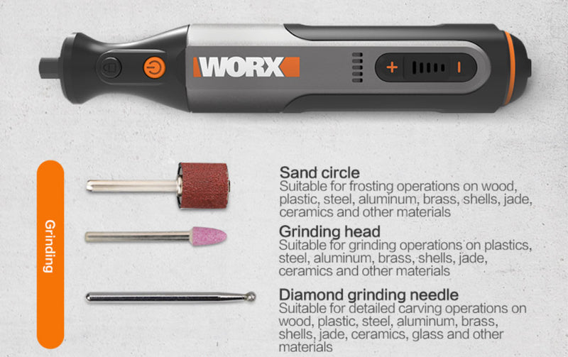 Micro Retífica Sem Fio Profissional Worx WX106 - para Gravura Polimento Lixamento - Ferramenta Rotativa 8v Com Carregador USB