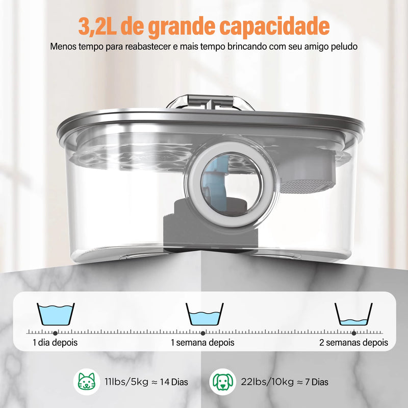 Fonte de Água Automática para Cães Gatos Newpet em Inox - Bebedouro para Gatos e Cães, Dispensador de Água para Pets