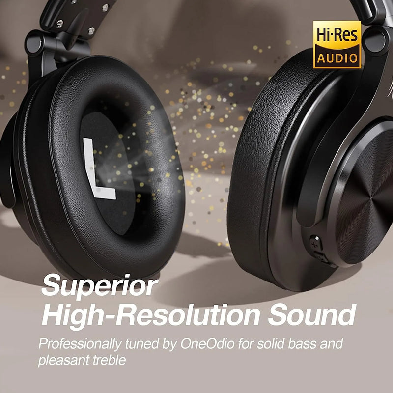 Fones de Ouvido Bluetooth Oneodio Fusion A70 - Áudio de Alta Resolução e Bateria de 72H - Headset Sem Fio Profissional para Estúdio, DJ e Games