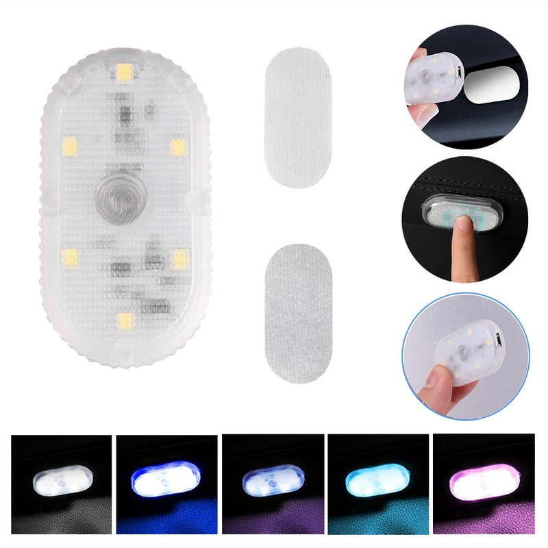 Mini LED RGB Sem Fio Recarregável para Carro - Luzes para Interior do Carro Assoalho Porta Malas Automóveis