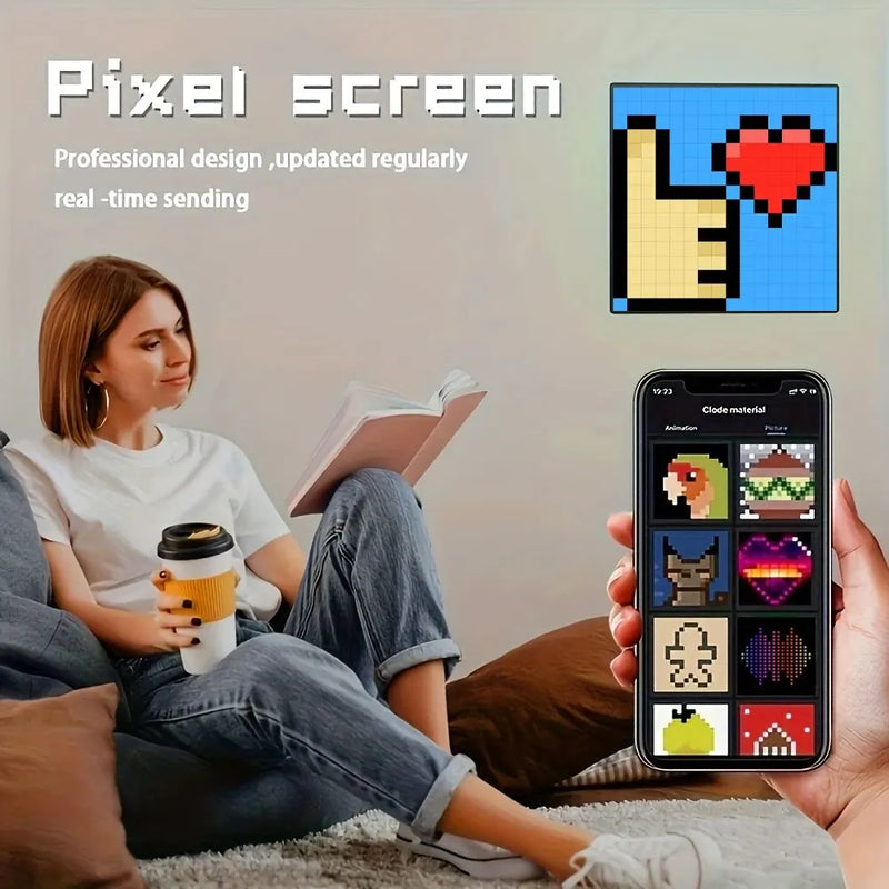 Display de Pixel LED Controlado por Aplicativo - Tela Inteligente Pixel Peronalizável com Texto, Animações e Efeitos Gamer Geek