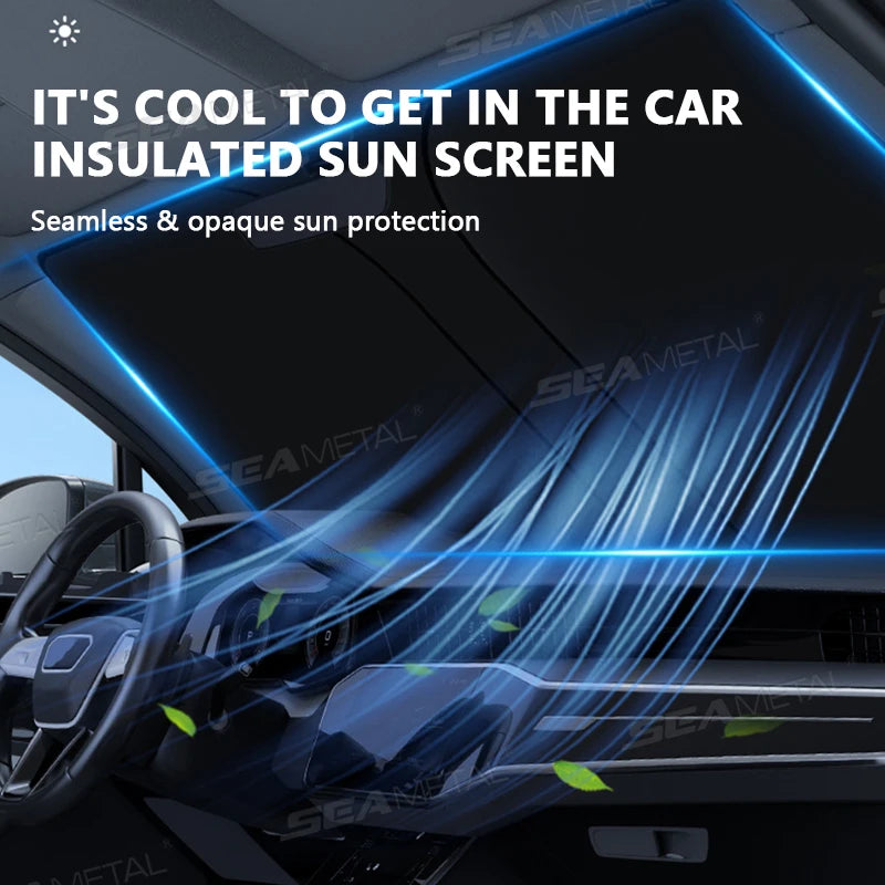 Protetor Solar Para-Brisa Refletivo SEAMETAL Dobrável - Bloqueio de Raios UV Janela Frontal para Veículos Carros