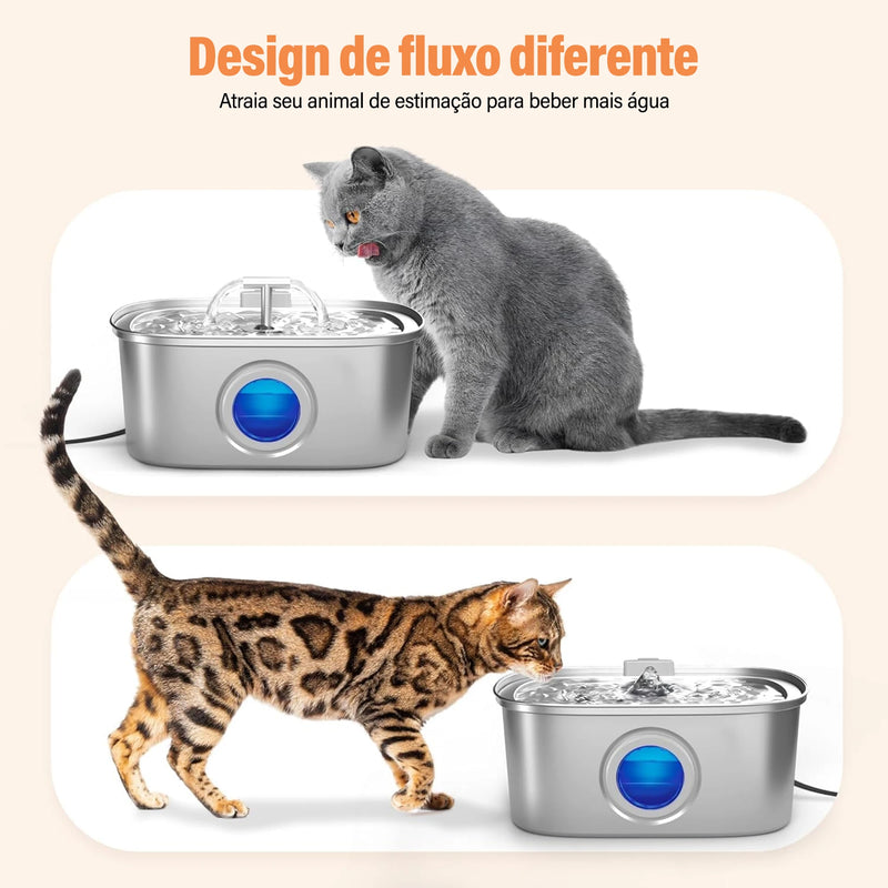 Fonte de Água Automática para Cães Gatos Newpet em Inox - Bebedouro para Gatos e Cães, Dispensador de Água para Pets