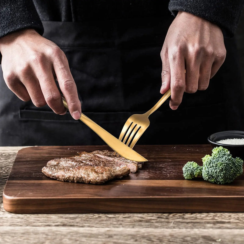 Jogo de Talheres Luxury em Aço Inoxidável - 24 Peças Kit Talhares de Cozinha