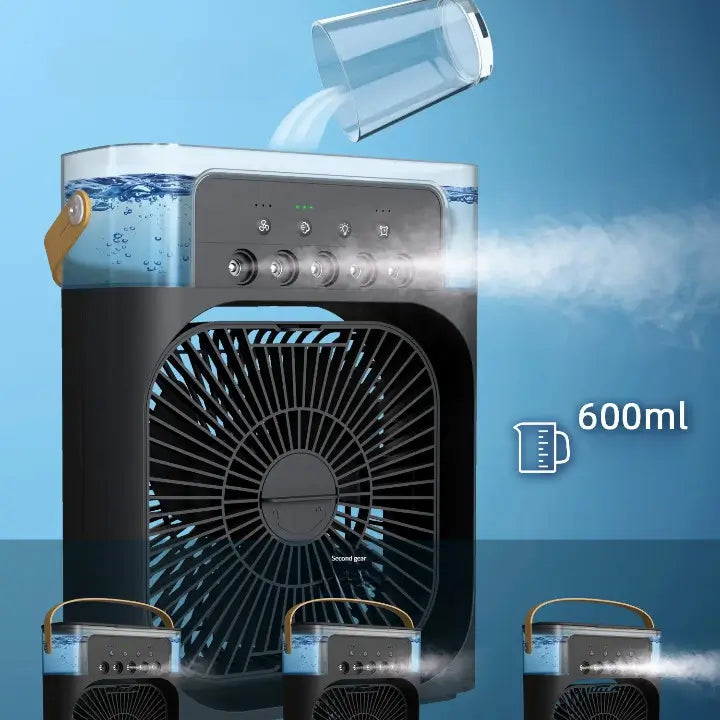 Ventilador de Mesa com Função Spray d'Àgua Refrescante e Umidificador - Mini Refrigerador de Ar com Humidificação