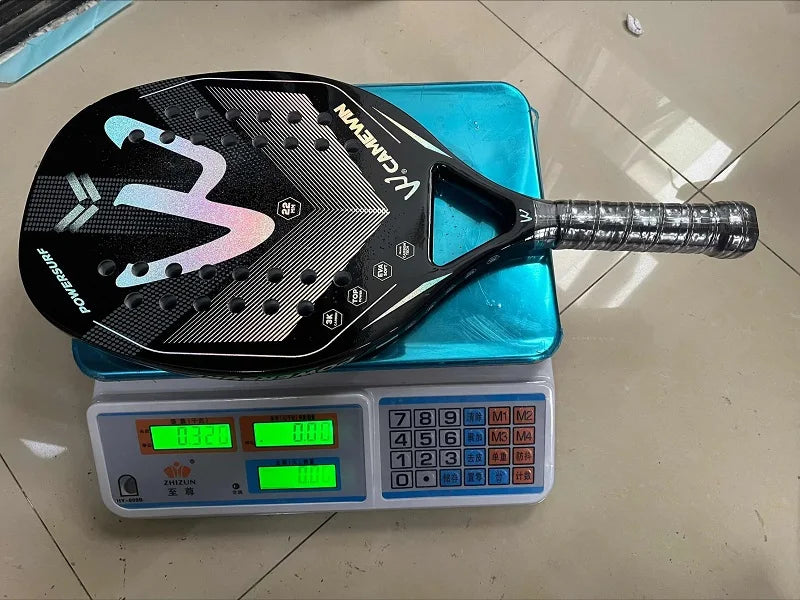 Raquete de Beach Tennis Camewin em Fibra de Carbono 3k Premium - Superfície Rugosa Completa