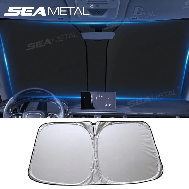 Protetor Solar Para-Brisa Refletivo SEAMETAL Dobrável - Bloqueio de Raios UV Janela Frontal para Veículos Carros
