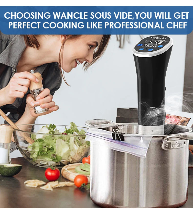 Circulador de Imersão Sous Vide Wancle 1100W com Tela Touchscreen - Cozimento Preciso Nível Profissional