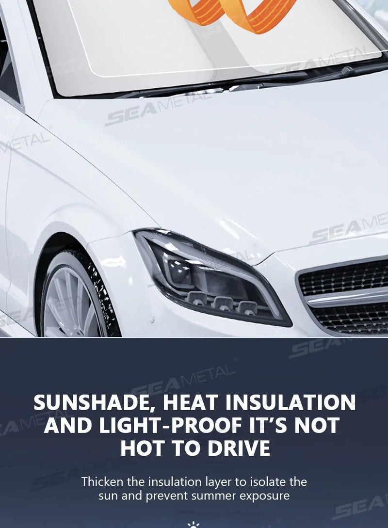 Protetor Solar Para-Brisa Refletivo SEAMETAL Dobrável - Bloqueio de Raios UV Janela Frontal para Veículos Carros