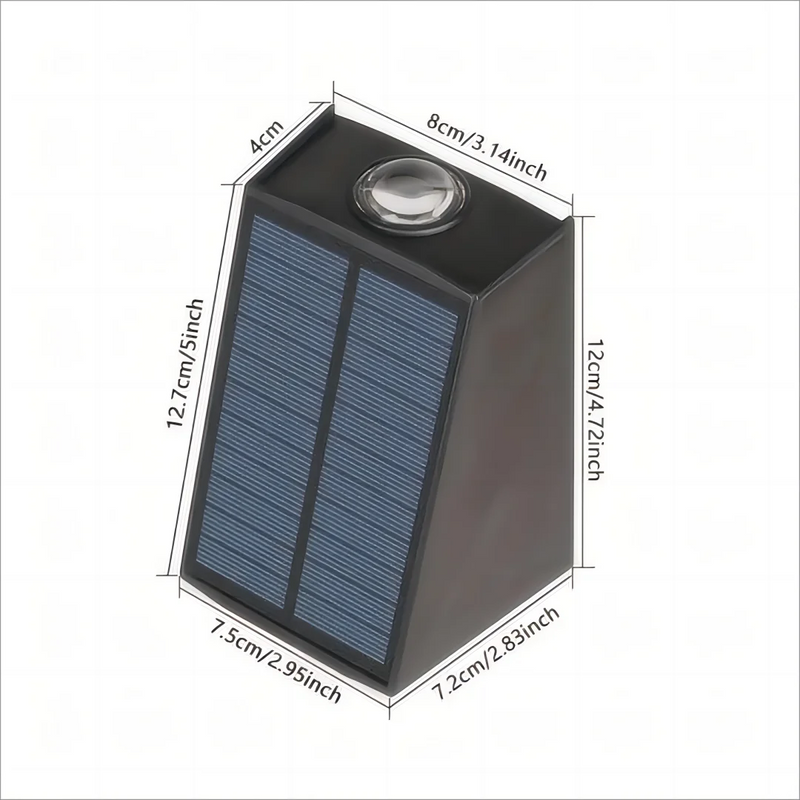Luminária de Parede Externa Solar DUPLO FEIXE - para Quintal Jardim Iluminação Decorativa à Prova d'Água