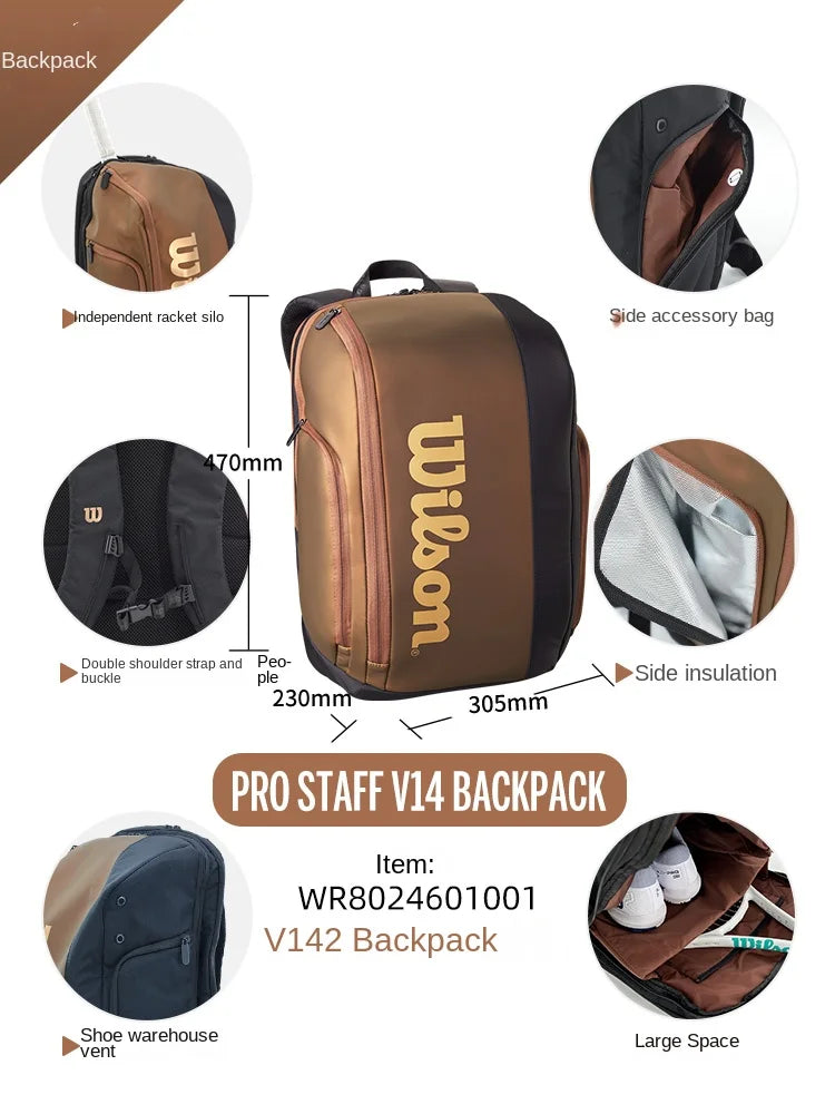 Bolsa Mochila de Tênis Wilson Super Tour PRO Staff V14 – Mochila Grande para Raquetes com Compartimento para Calçados