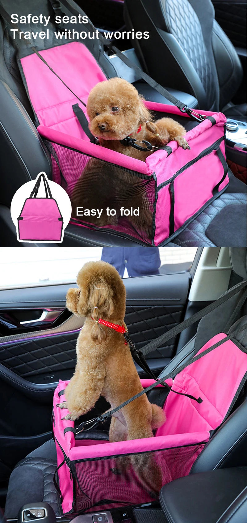 Cesta Assento de Transporte para Pets Cães no Carro - Cesta Estável para Viagem Assento Pet
