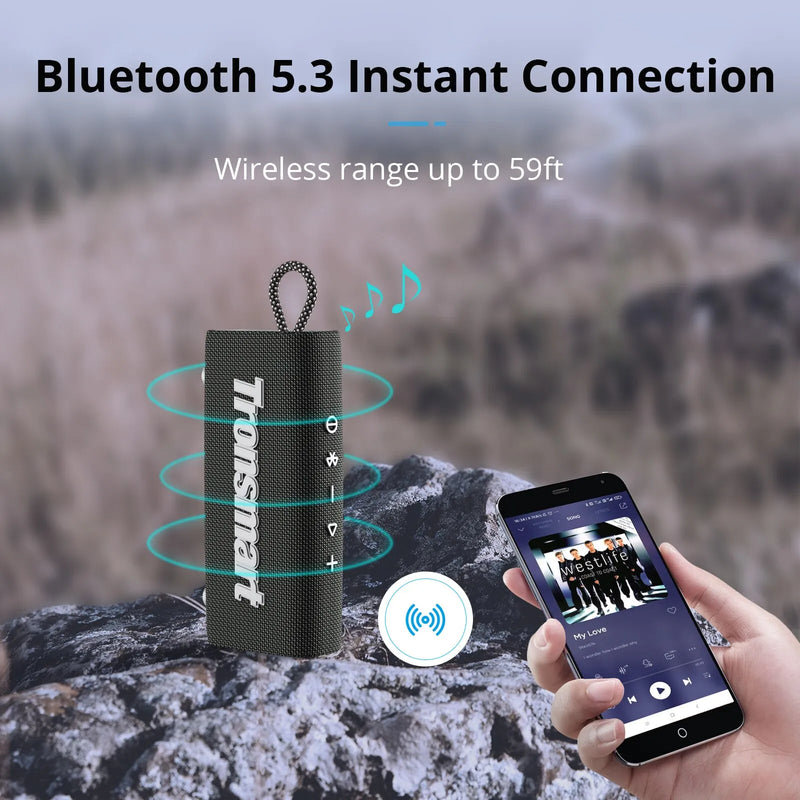 Caixa de Som Portátil Tronsmart Trip - Proteção Anti Impacto, à Prova d'Água IPX7,  Bluetooth Áudio Estéreo