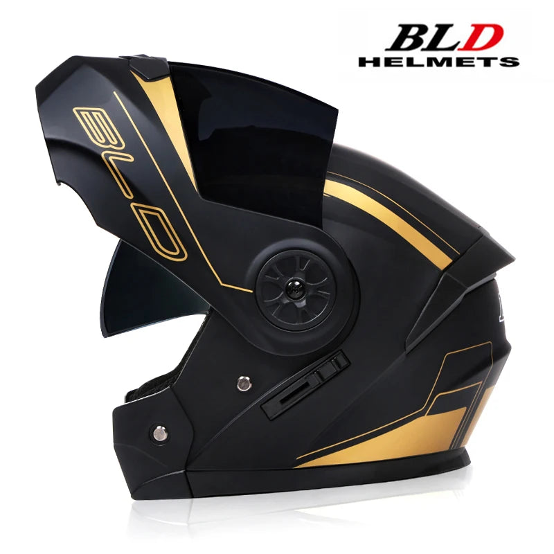 Capacete Moto Completo Visor Lentes Duplas Modular - Capacete BLD PRO para Motoqueiros Motocross TrackDay