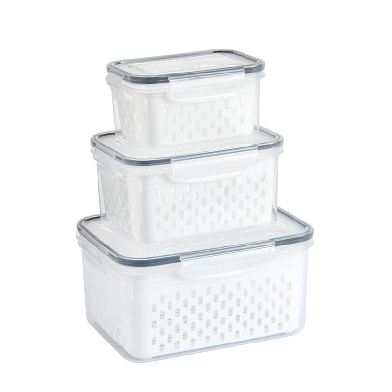 Pote Organizador com Cesto para Geladeira - Mantém Alimentos Mais Frescos Frutas e Legumes