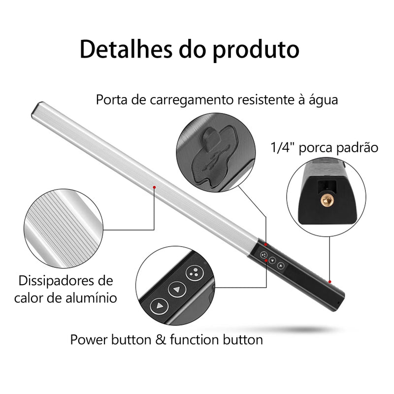 LUXCEO Q508A Luz de Fotografia RGB LED – Portátil Recarregável para Estúdio Foto Vídeo YouTube TikTok
