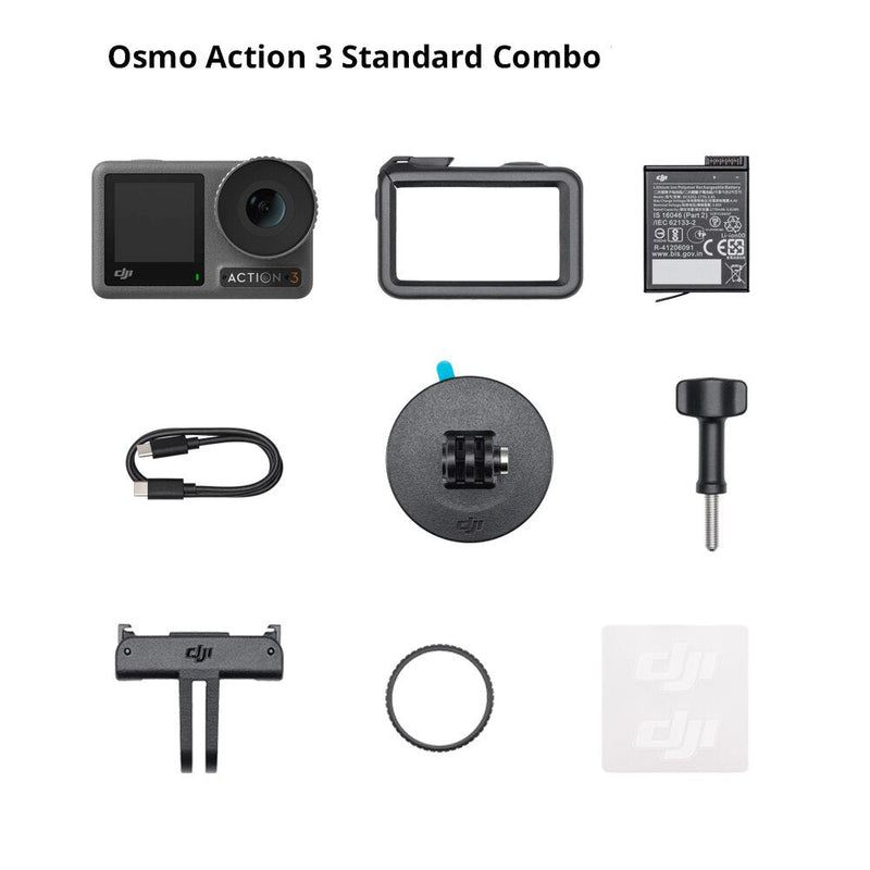 Câmera DJI Osmo Action 3 KIT Completo - à Prova d'Água até 60 metros - Full HD 4K de 120 FPS
